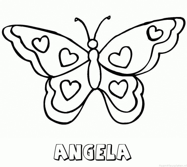 Angela vlinder hartjes kleurplaat