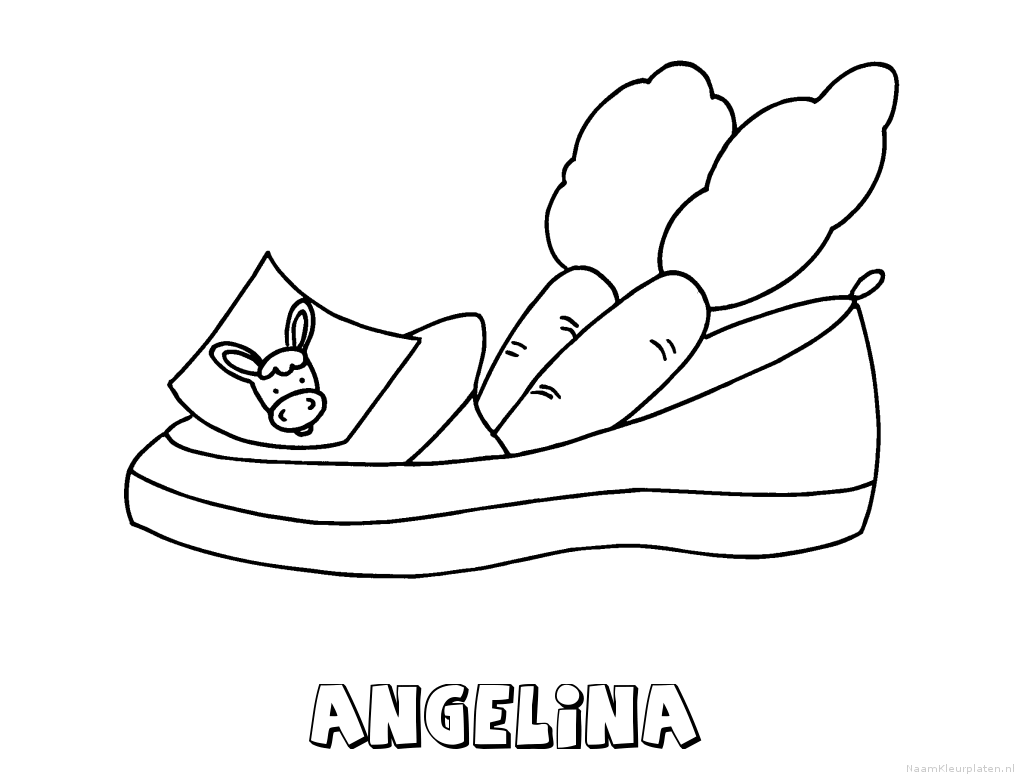 Angelina schoen zetten kleurplaat