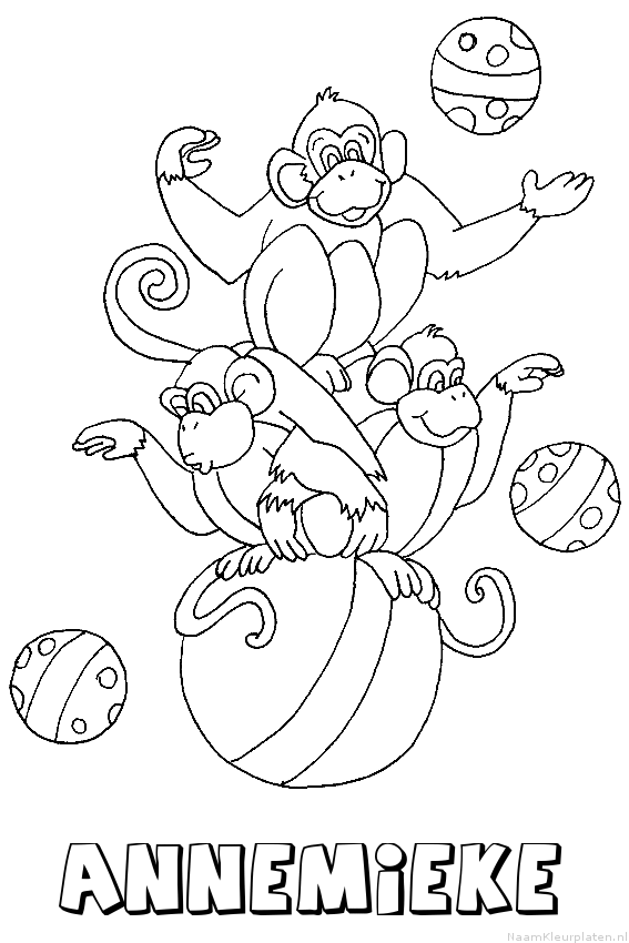 Annemieke apen circus kleurplaat