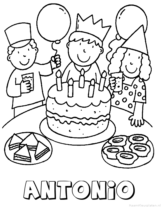 Antonio verjaardagstaart kleurplaat