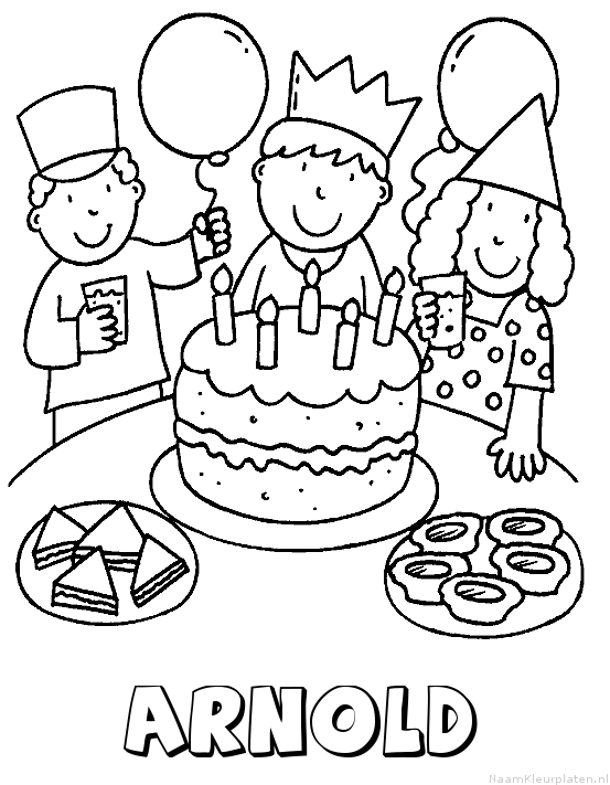 Arnold verjaardagstaart kleurplaat