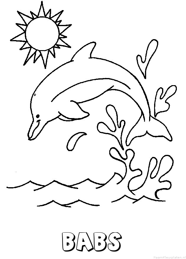Babs dolfijn kleurplaat