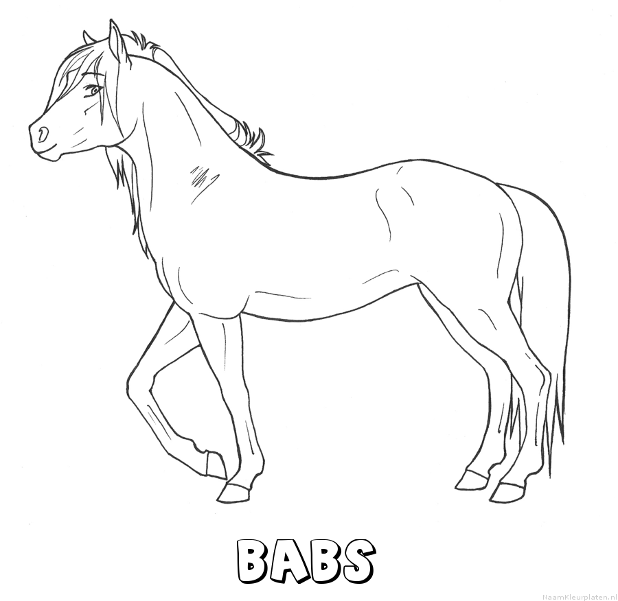 Babs paard kleurplaat