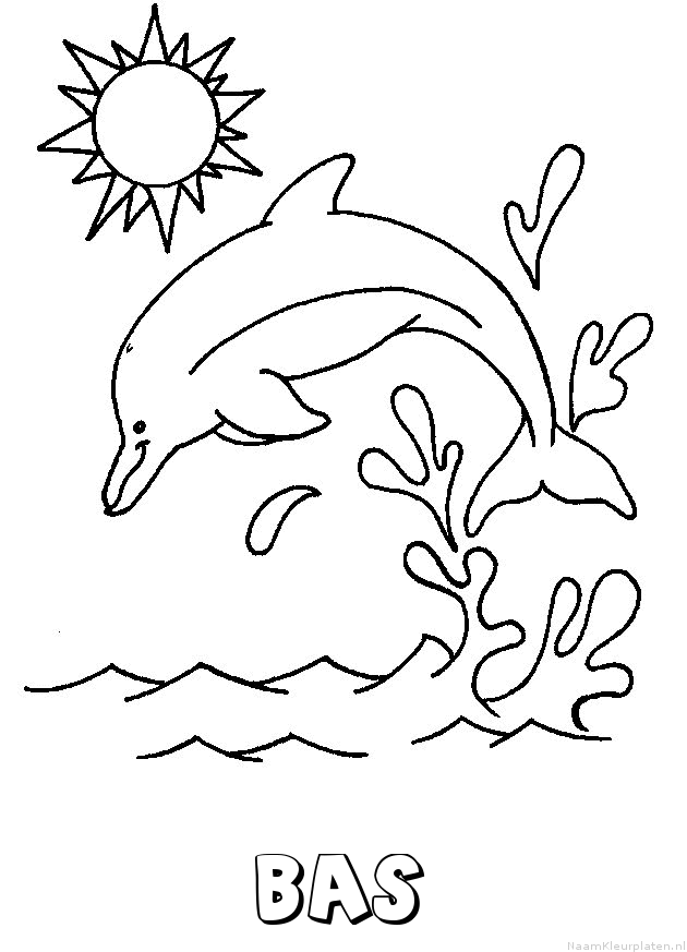 Bas dolfijn kleurplaat