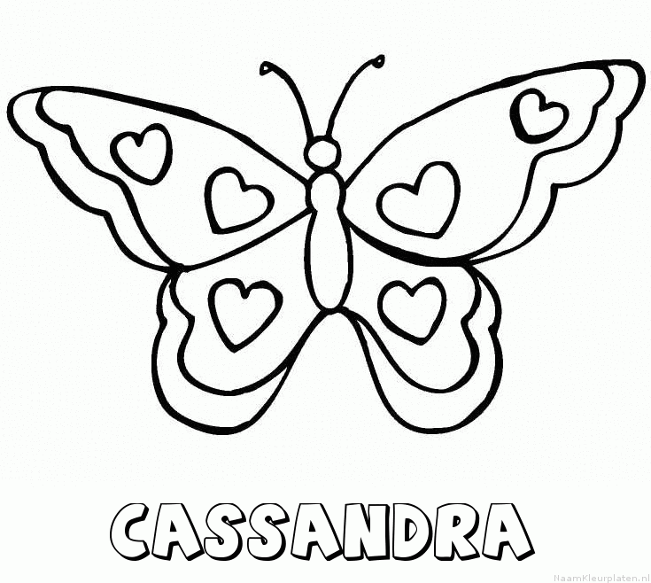 Cassandra vlinder hartjes kleurplaat