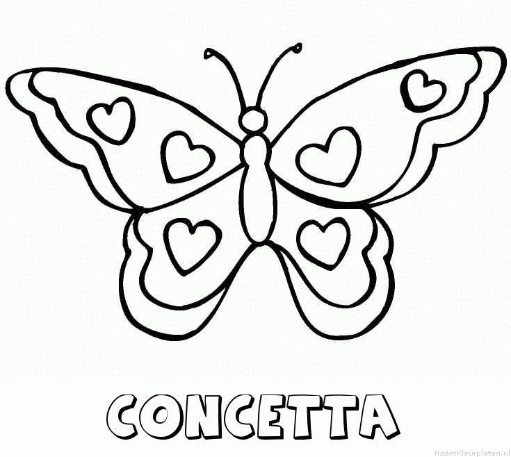 Concetta vlinder hartjes kleurplaat
