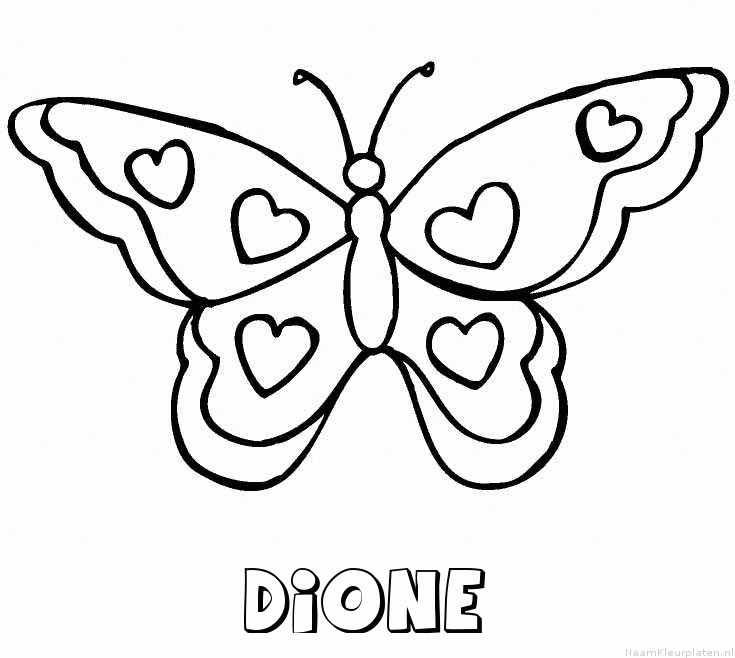 Dione vlinder hartjes kleurplaat