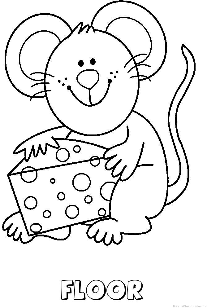 Floor muis kaas kleurplaat