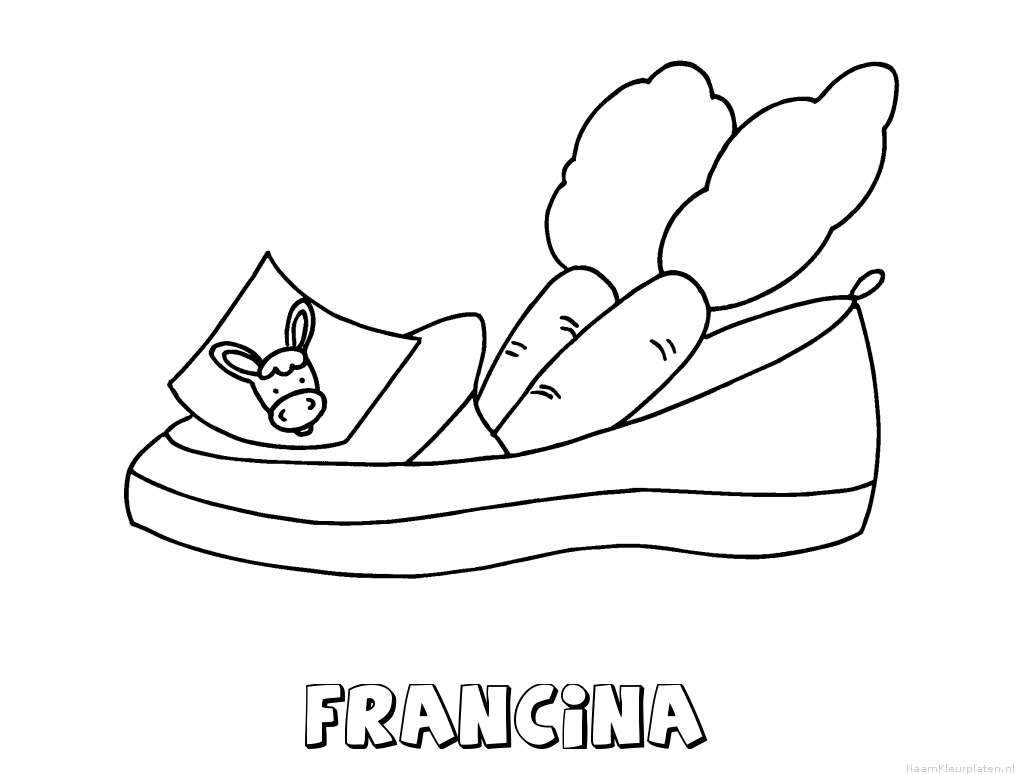 Francina schoen zetten kleurplaat