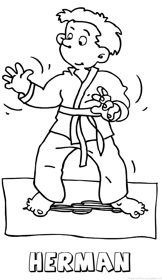 Herman judo kleurplaat