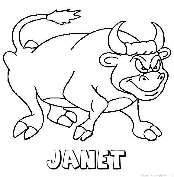 Janet stier kleurplaat