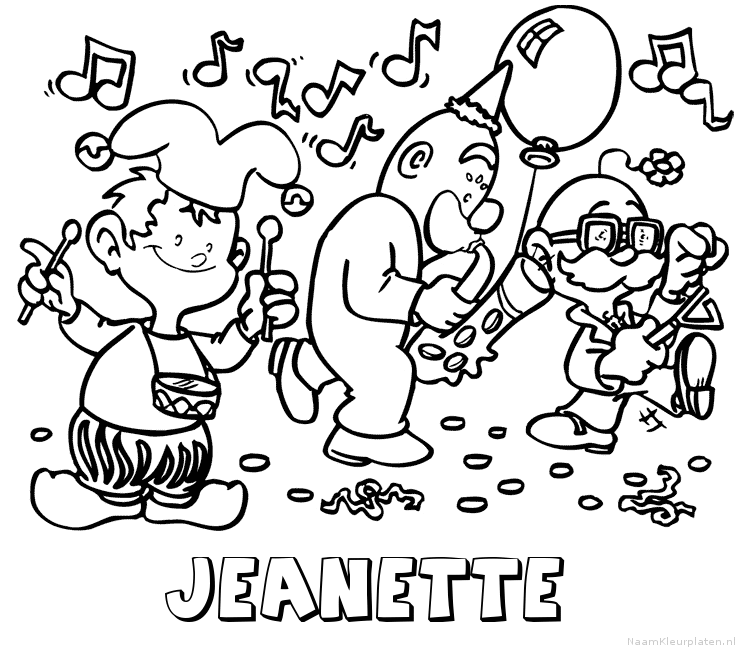 Jeanette carnaval kleurplaat