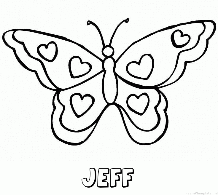 Jeff vlinder hartjes kleurplaat