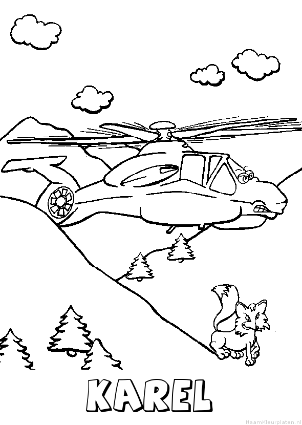 Karel helikopter kleurplaat
