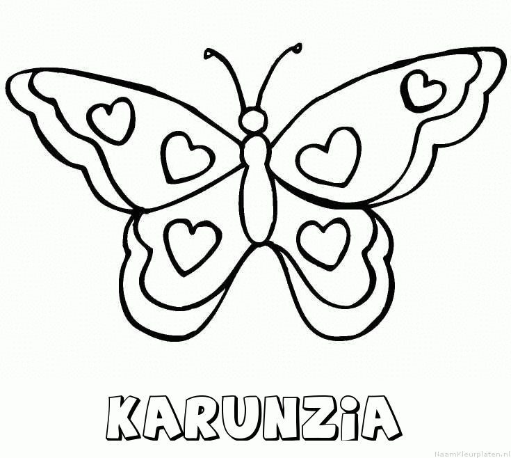 Karunzia vlinder hartjes kleurplaat