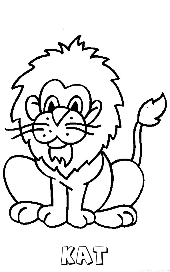 Kat leeuw kleurplaat