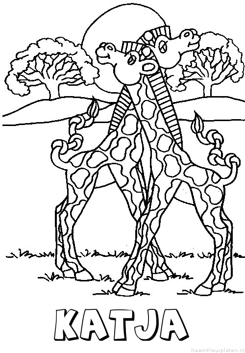 Katja giraffe koppel kleurplaat