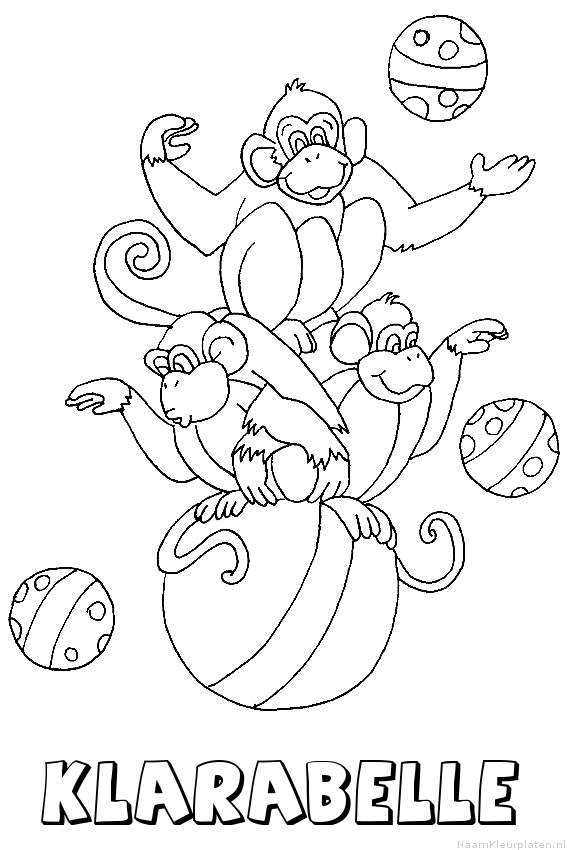 Klarabelle apen circus kleurplaat