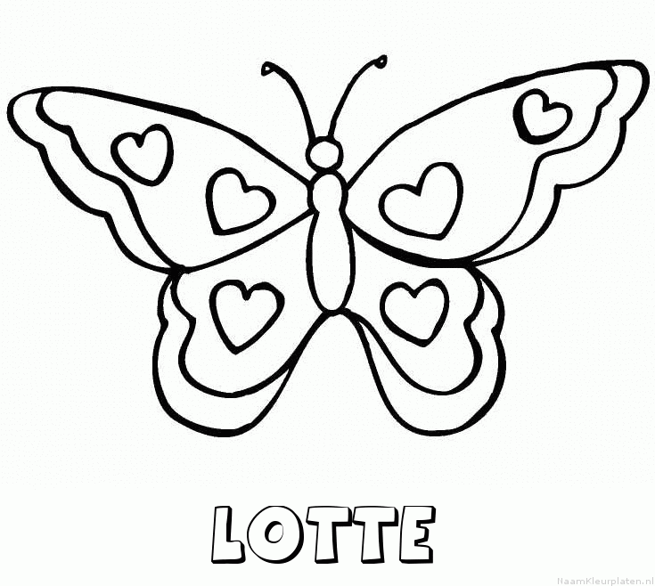 Lotte vlinder hartjes kleurplaat