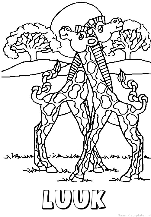 Luuk giraffe koppel kleurplaat