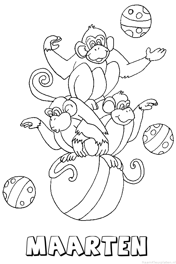 Maarten apen circus kleurplaat