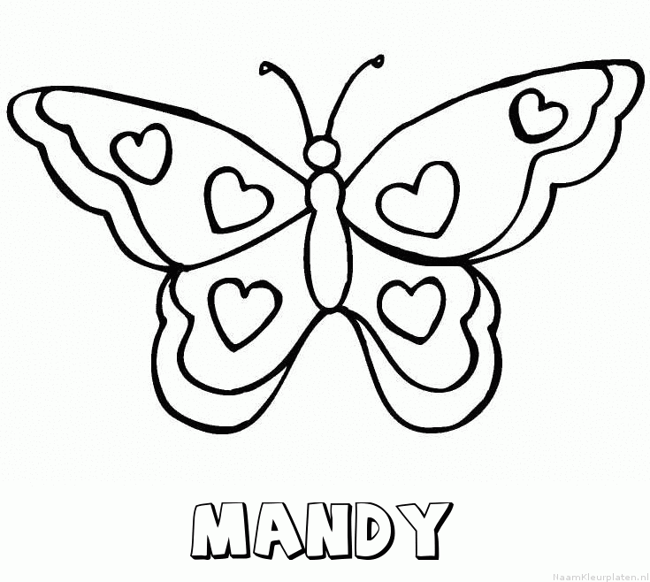 Mandy vlinder hartjes kleurplaat