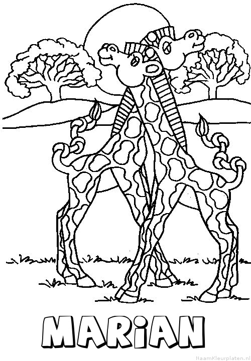 Marian giraffe koppel kleurplaat