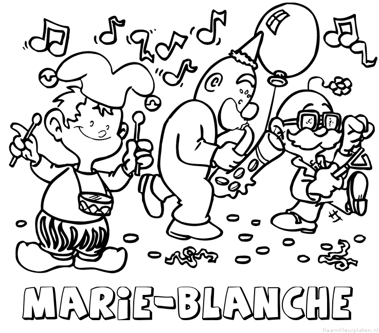 Marie blanche carnaval kleurplaat