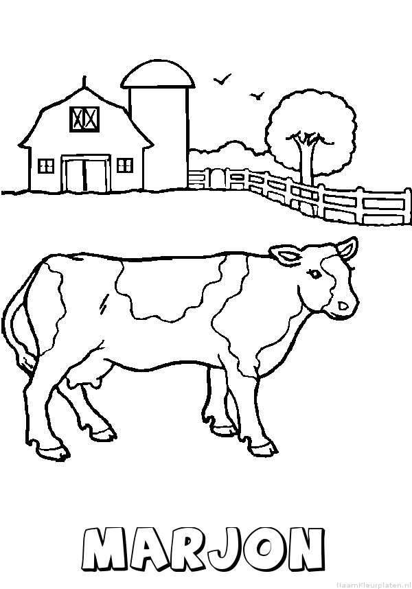 Marjon koe kleurplaat