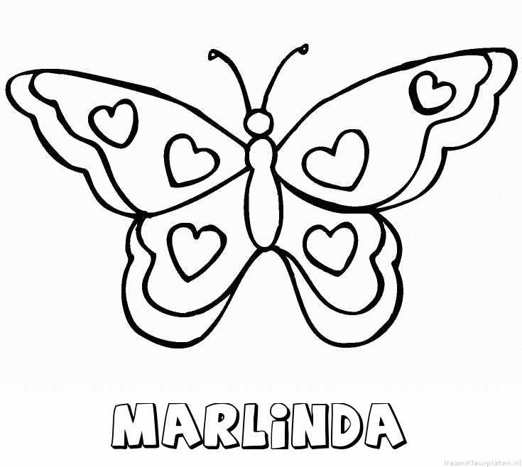 Marlinda vlinder hartjes kleurplaat