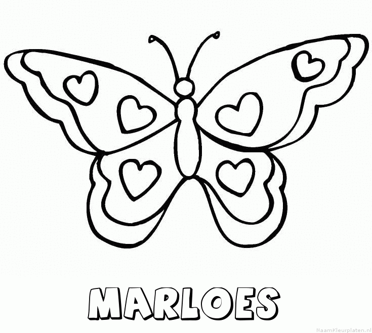 Marloes vlinder hartjes kleurplaat