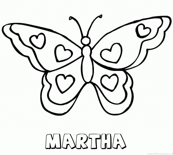 Martha vlinder hartjes kleurplaat