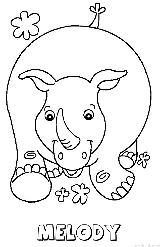 Melody neushoorn kleurplaat