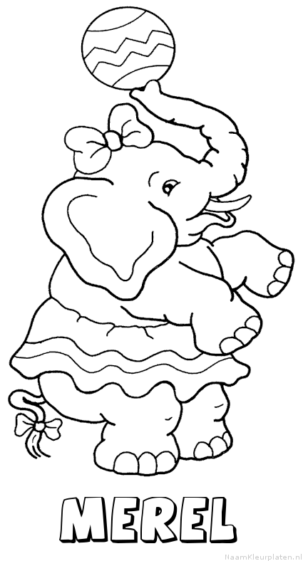 Merel olifant kleurplaat