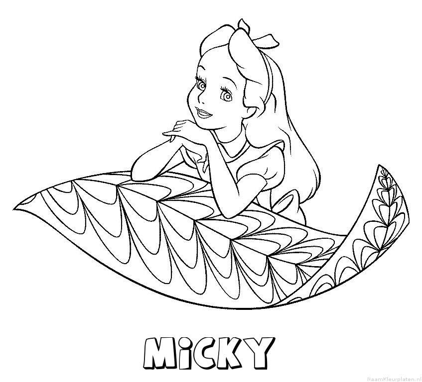 Micky alice in wonderland kleurplaat