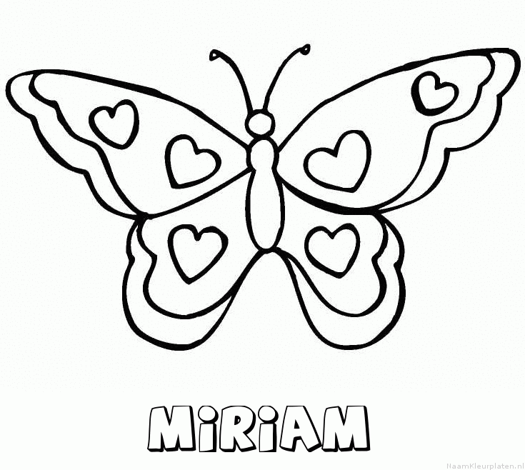 Miriam vlinder hartjes kleurplaat