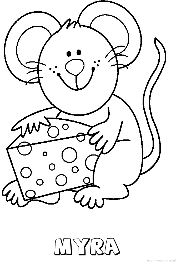 Myra muis kaas kleurplaat