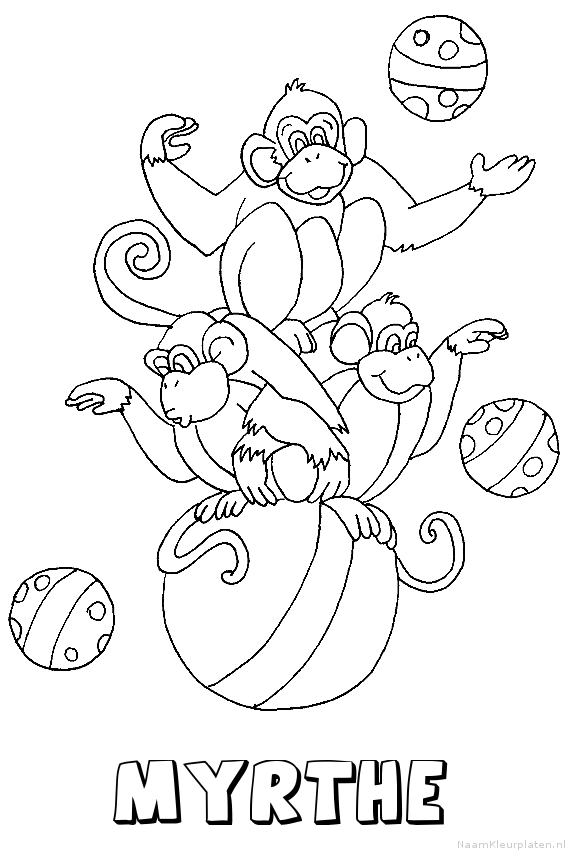 Myrthe apen circus kleurplaat