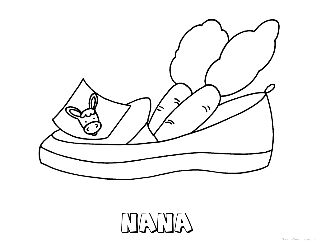 Nana schoen zetten kleurplaat
