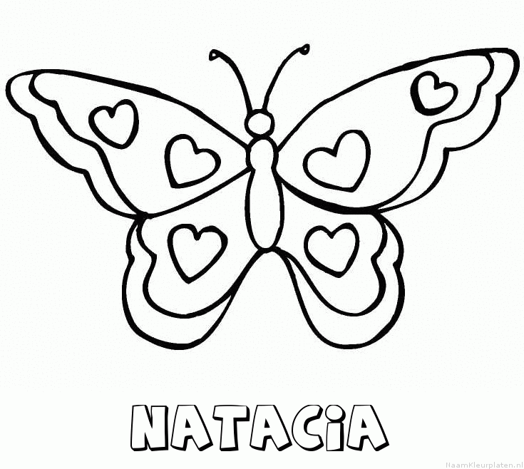 Natacia vlinder hartjes kleurplaat