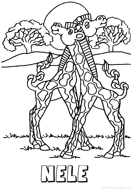 Nele giraffe koppel kleurplaat