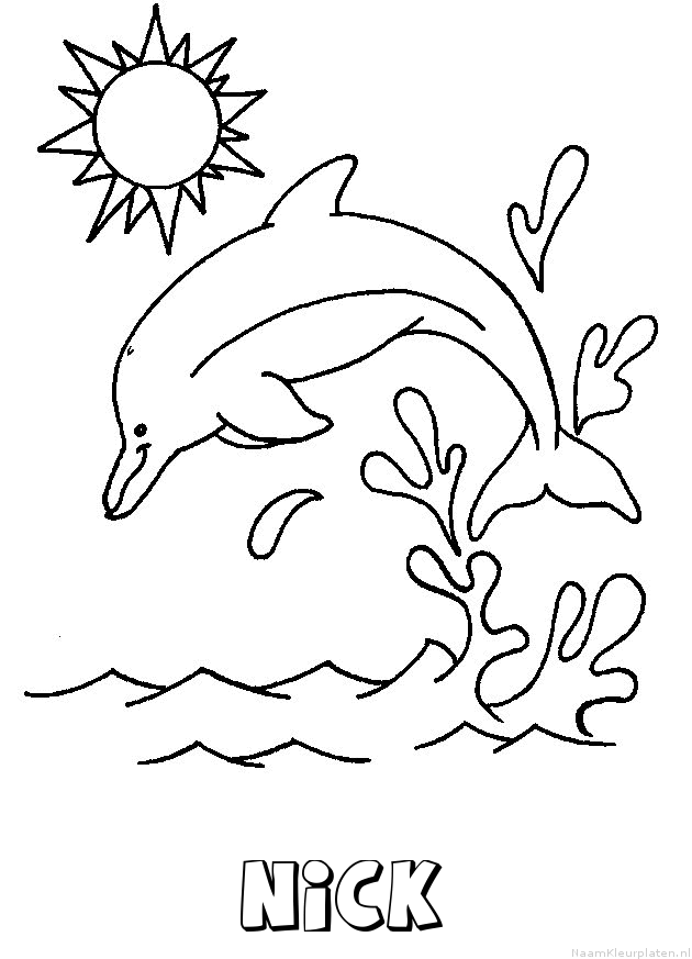 Nick dolfijn kleurplaat