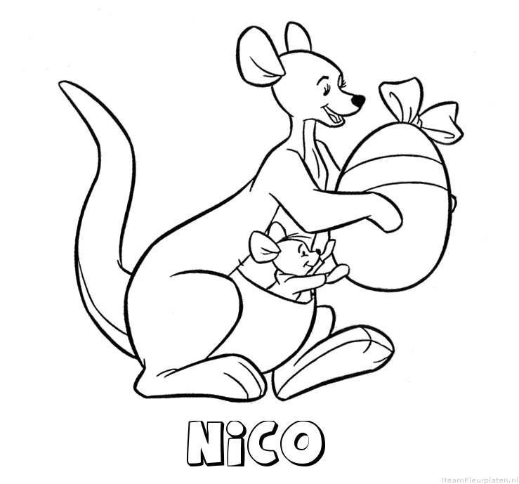 Nico kangoeroe kleurplaat
