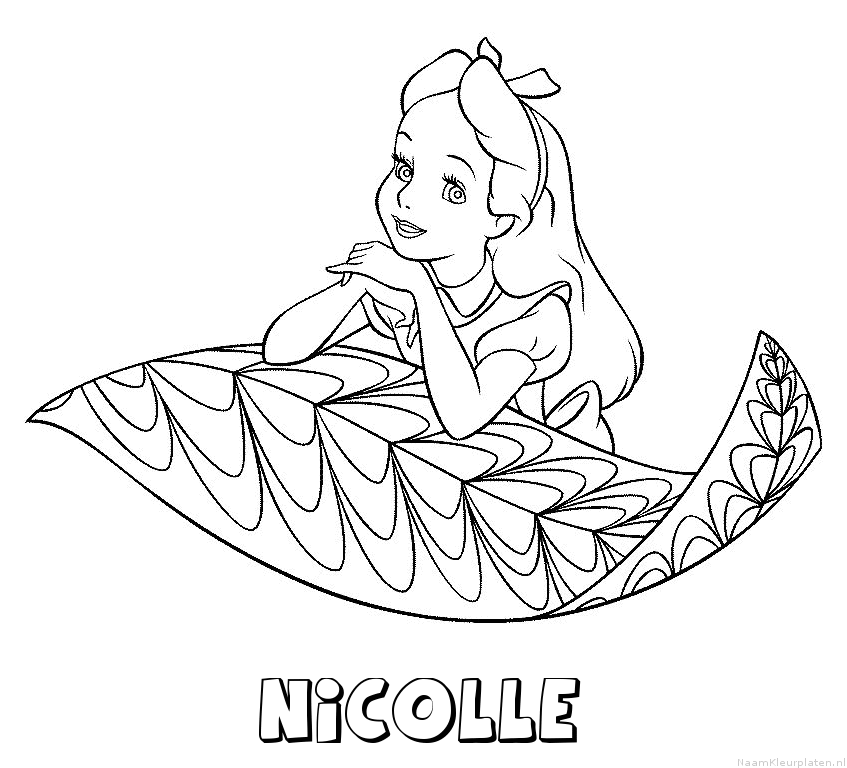 Nicolle alice in wonderland kleurplaat