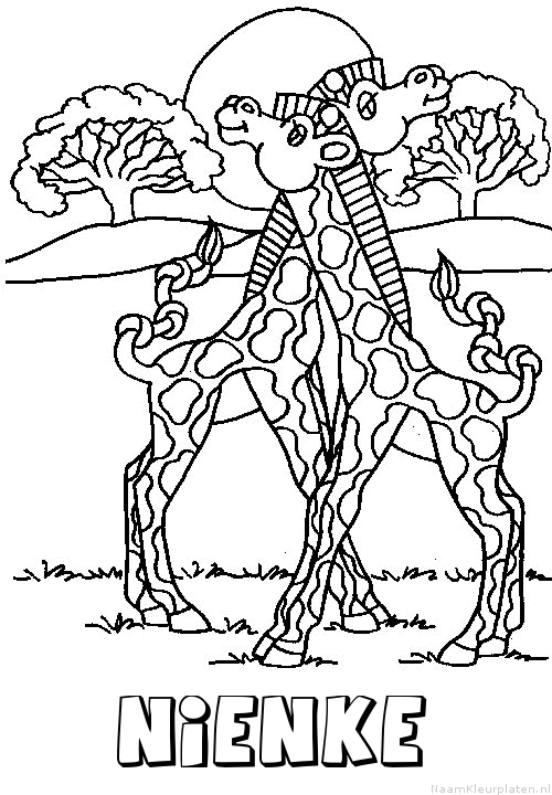Nienke giraffe koppel kleurplaat