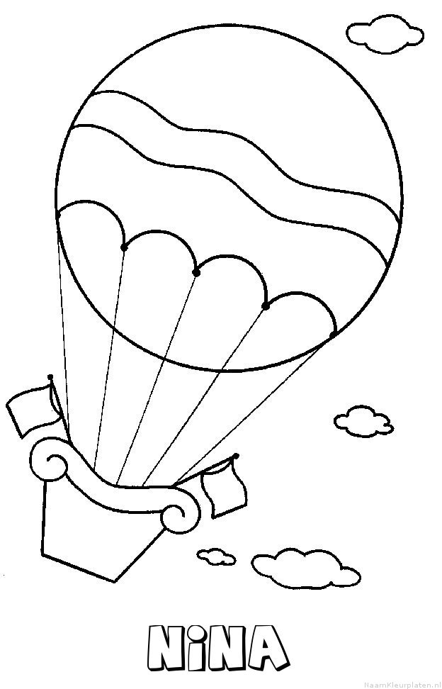 Nina luchtballon kleurplaat