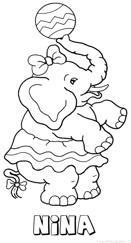 Nina olifant kleurplaat