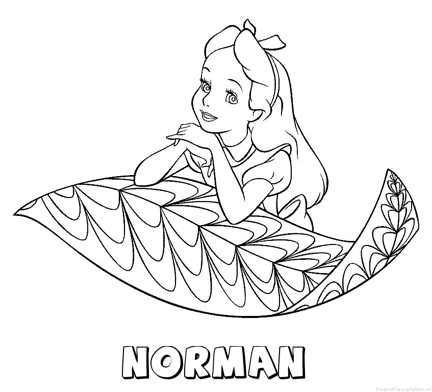 Norman alice in wonderland kleurplaat