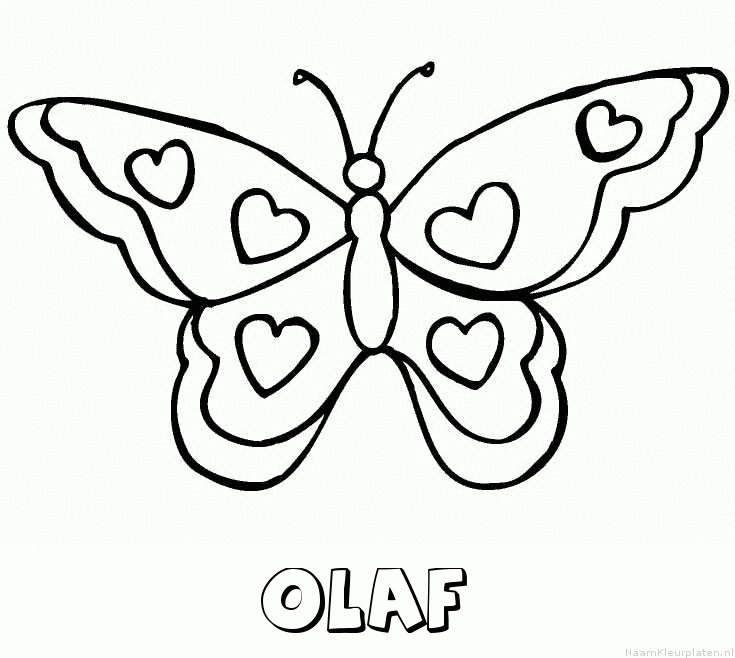 Olaf vlinder hartjes kleurplaat