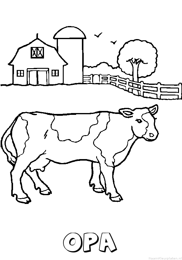 Opa koe kleurplaat